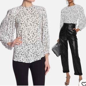 NWT- Joie Black and White Floral Blouse Originally $248.